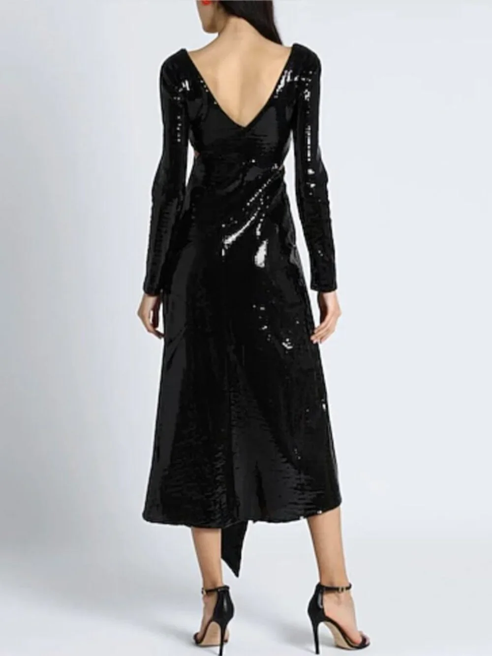 NWT Topshop Black Sequin Asymmetric Cutout Maxi Dress SZ 14 Mermaidcore